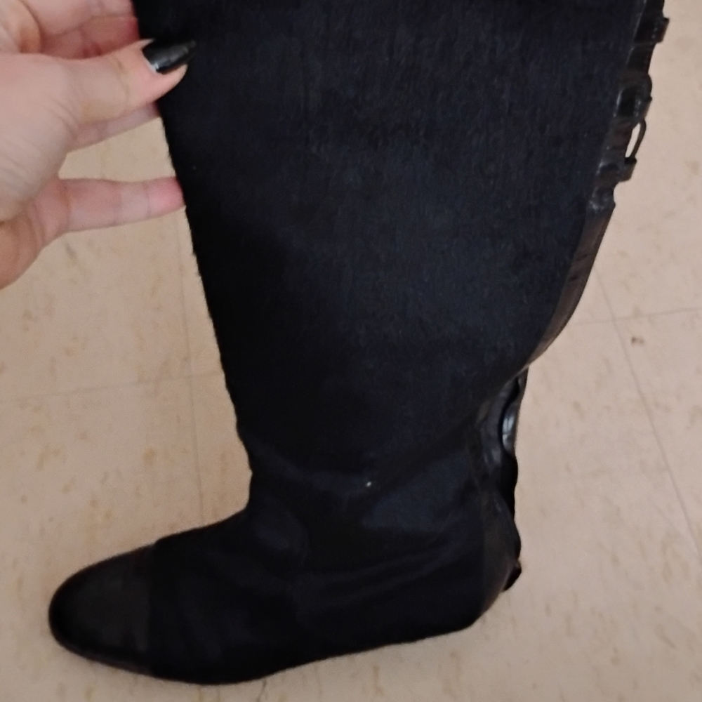 Black PONY 🐴 Hair Below Knee-High Boots - Picture 3 of 5